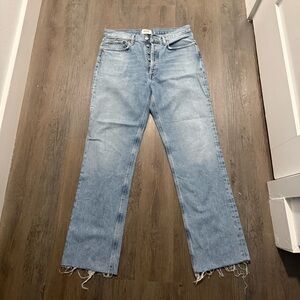 Agolde straight leg jeans with frayed hem